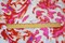 Red-White-Multi Abstract Printed Poly Crinkled Yoryu Chiffon Fabric By the Yard